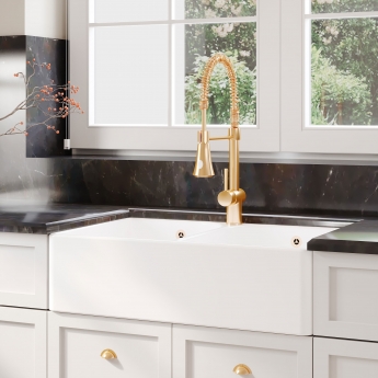 Nuie Butler Fireclay FW Kitchen Sink with Overflow 2.0 Bowl 795mm L x 500mm W - White