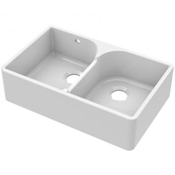 Nuie Butler Fireclay SW Kitchen Sink with Overflow 2.0 Bowl 795mm L x 500mm W - White