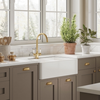 Nuie Butler Fireclay FW Kitchen Sink with Overflow 2.0 Bowl 795mm L x 500mm W - 1 Tap Hole