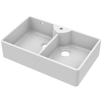 Nuie Butler Fireclay SW Kitchen Sink with Overflow 2.0 Bowl 895mm L x 550mm W - 1 Tap Hole