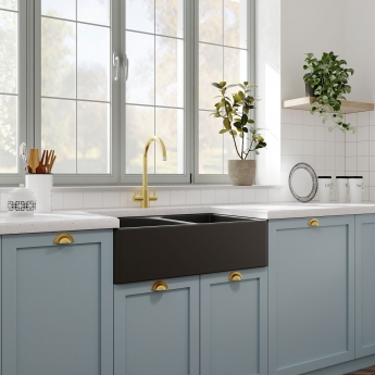 Nuie Butler Fireclay FW Kitchen Sink with Overflow 2.0 Bowl 795mm L x 500mm W - Soft Black