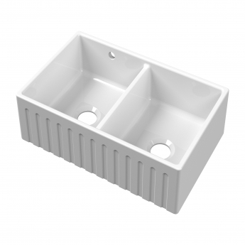 Nuie Butler Fireclay Deco SW Kitchen Sink with 1 Overflow 2.0 Bowl 795mm L x 500mm W - White