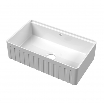 Nuie Butler Fluted Kitchen Sink 1.0 Bowl with Ledge 795mm L x 460mm W - White