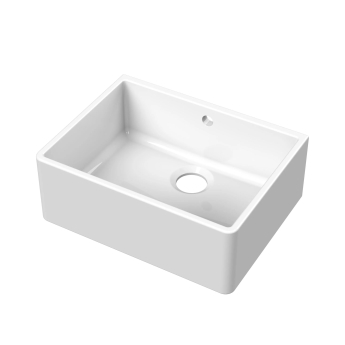 Nuie Butler Fireclay Kitchen Sink 1.0 Bowl with Overflow 595mm L x 450mm W - White | Product Image