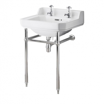 Nuie Carlton Basin with Washstand 560mm Wide - 2 Tap Hole