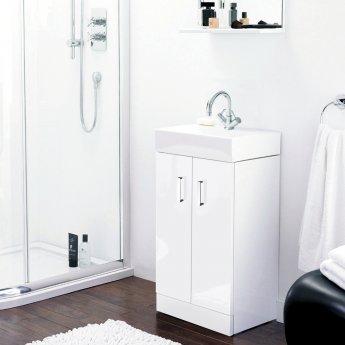 Nuie Mayford Floor Standing Vanity Unit with Basin 450mm Wide White - 1 Tap Hole