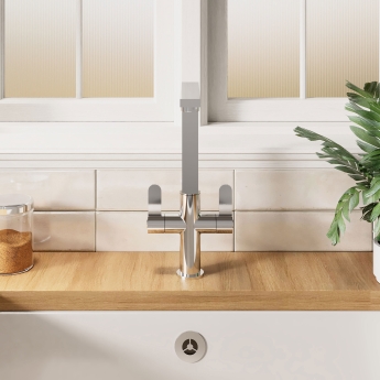 Nuie Churni Mono Kitchen Sink Mixer Tap Dual Lever Handle - Chrome | Product Image