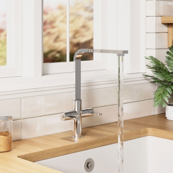 Nuie Churni Mono Kitchen Sink Mixer Tap Dual Lever Handle - Chrome | Product Image