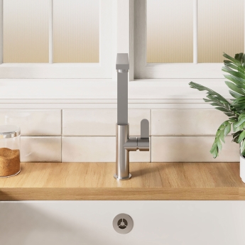 Nuie Churni Mono Kitchen Sink Mixer Tap Single Lever Handle - Brushed Nickel | Product Image