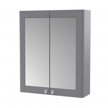Nuie Classique 2-Door Mirrored Bathroom Cabinet 600mm Wide - Satin Grey