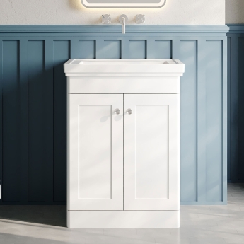 Classique 600mm 2-Door Floor Standing Vanity Unit with Fireclay Basin | Product Image