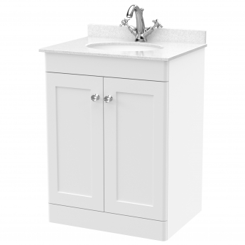 Classique 600mm 2-Door Floor Standing Vanity Unit with Marble Top Basin