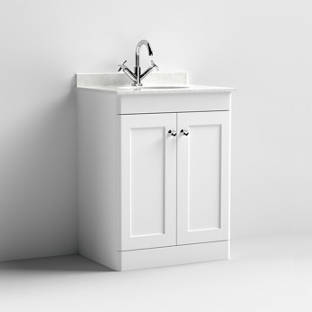 Classique 600mm 2-Door Floor Standing Vanity Unit with Marble Top Basin