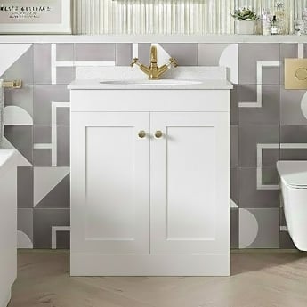 Classique 600mm 2-Door Floor Standing Vanity Unit with Marble Top Basin