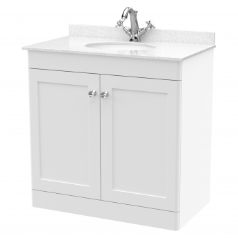 Classique 800mm 2-Door Floor Standing Vanity Unit with Marble Top Basin