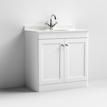 Classique 800mm 2-Door Floor Standing Vanity Unit with Marble Top Basin