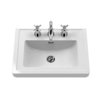 Nuie Classique Floor Standing 2-Door Vanity Unit with Basin 500mm Wide Satin Anthracite - 3 Tap Hole