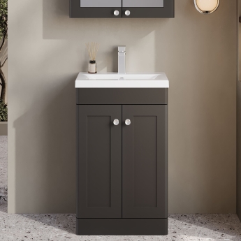 Classique 500mm 2-Door Floor Standing Vanity Unit with Ceramic Basin | Product Image