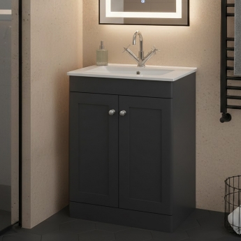 Classique 600mm 2-Door Floor Standing Vanity Unit with Ceramic Basin