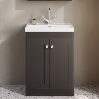 Classique 600mm 2-Door Floor Standing Vanity Unit with Ceramic Basin | Product Image