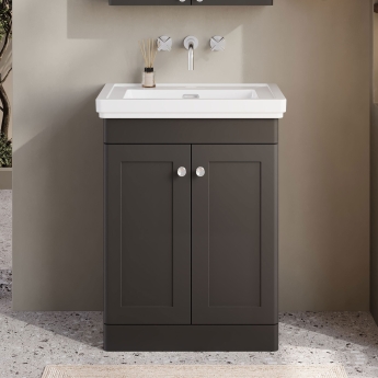 Classique 600mm 2-Door Floor Standing Vanity Unit with Fireclay Basin | Product Image