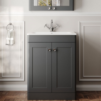Classique 600mm 2-Door Floor Standing Vanity Unit with Stone Basin | Product Image