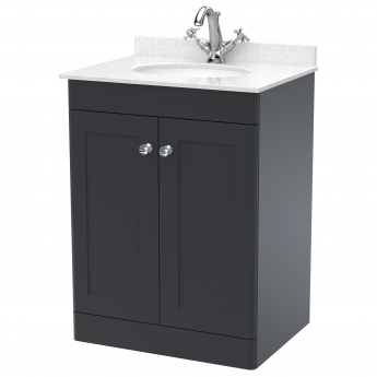 Classique 600mm 2-Door Floor Standing Vanity Unit with Marble Top Basin