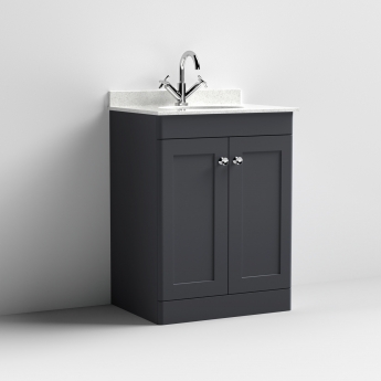 Classique 600mm 2-Door Floor Standing Vanity Unit with Marble Top Basin