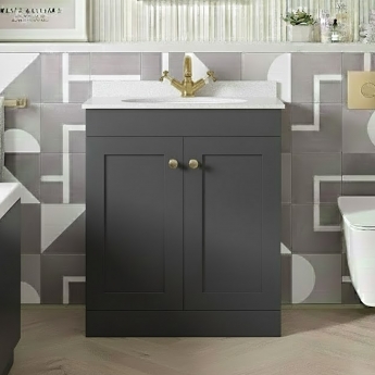 Classique 600mm 2-Door Floor Standing Vanity Unit with Marble Top Basin