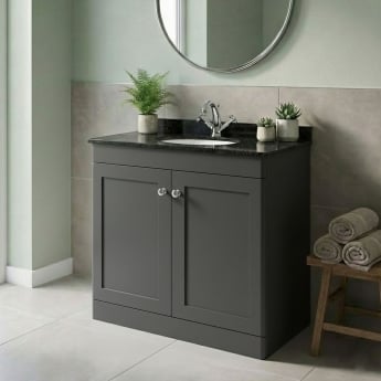 Classique 800mm 2-Door Floor Standing Vanity Unit with Marble Top Basin