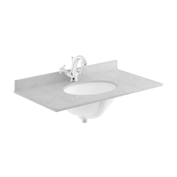 Nuie Classique Floor Standing 2-Door Vanity Unit with 1TH Grey Marble Top Basin 800mm Wide - Satin Green