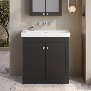 Classique 800mm 2-Door Floor Standing Vanity Unit with Fireclay Basin | Product Image