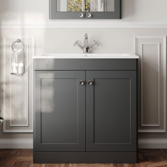 Classique 800mm 2-Door Floor Standing Vanity Unit with Stone Basin | Product Image