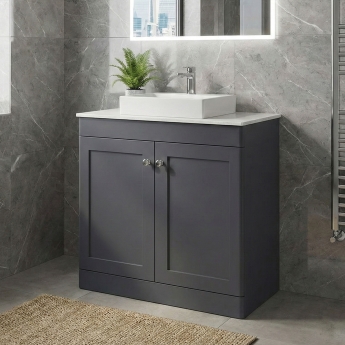 Classique 800mm 2-Door Floor Standing Vanity Unit with Countertop | Product Image