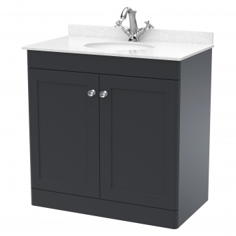 Classique 800mm 2-Door Floor Standing Vanity Unit with Marble Top Basin