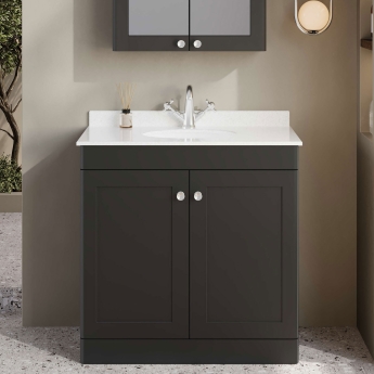 Classique 800mm 2-Door Floor Standing Vanity Unit with Marble Top Basin | Product Image
