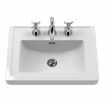 Nuie Classique Wall Hung 1-Drawer Vanity Unit with Basin 500mm Wide Satin White - 3 Tap Hole