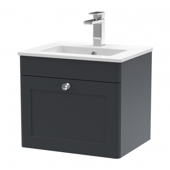 Nuie Classique Wall Hung 1-Drawer Vanity Unit with Basin-2 500mm Wide - Satin Anthracite