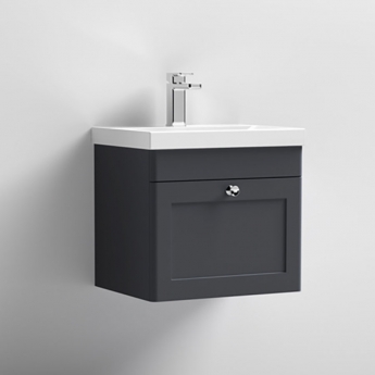 Classique 500mm 1-Drawer Wall Hung Vanity Unit with Ceramic Basin