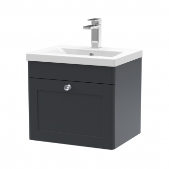 Nuie Classique Wall Hung 1-Drawer Vanity Unit with Basin-1 500mm Wide - Satin Anthracite