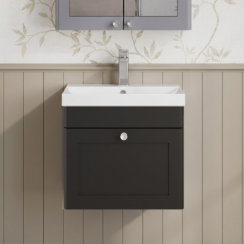Nuie Classique Wall Hung 1-Drawer Vanity Unit with Basin-3 500mm Wide - Satin Anthracite