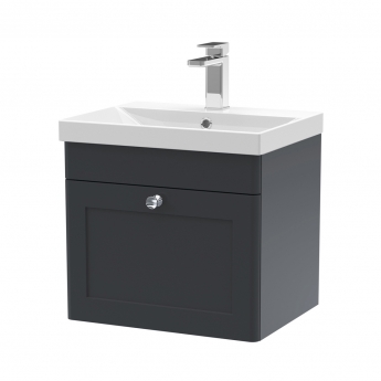 Nuie Classique Wall Hung 1-Drawer Vanity Unit with Basin-3 500mm Wide - Satin Anthracite