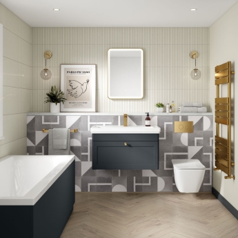 Nuie Classique Wall Hung 1-Drawer Vanity Unit with Basin 600mm Wide Satin Anthracite - 1 Tap Hole | Product Image