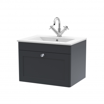 Classique 600mm 1-Drawer Wall Hung Vanity Unit with Ceramic Basin