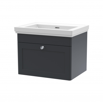 Classique 600mm 1-Drawer Wall Hung Vanity Unit with Fireclay Basin