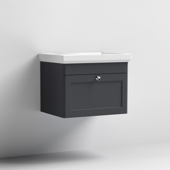 Classique 600mm 1-Drawer Wall Hung Vanity Unit with Fireclay Basin