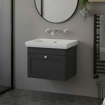 Classique 600mm 1-Drawer Wall Hung Vanity Unit with Fireclay Basin