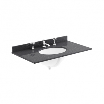 Nuie Classique Wall Hung 1-Drawer Vanity Unit with 3TH Black Marble Top Basin 800mm Wide - Satin Anthracite