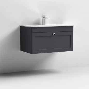 Classique 800mm 1-Drawer Wall Hung Vanity Unit with Ceramic Basin