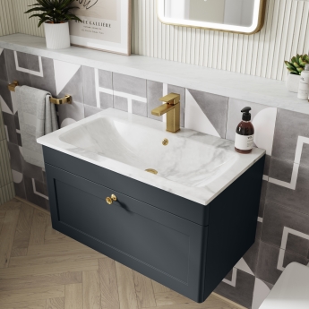 Classique 800mm 1-Drawer Wall Hung Vanity Unit with Stone Basin
